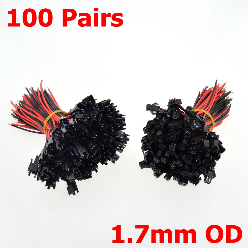 100 sets 2 pins  +  sm ̺ ̾ ÷ Ŀ 22awg 1.7mm od 2.54mm  ġ led   ̺